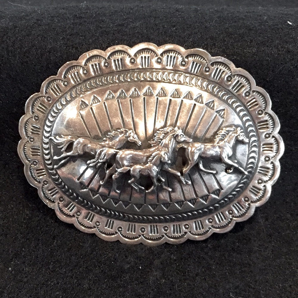 “Horses” Sterling Belt Buckle